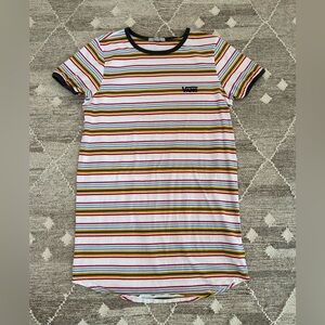 Vans White Striped Mini Dress with Red, Yellow & Green Stripes